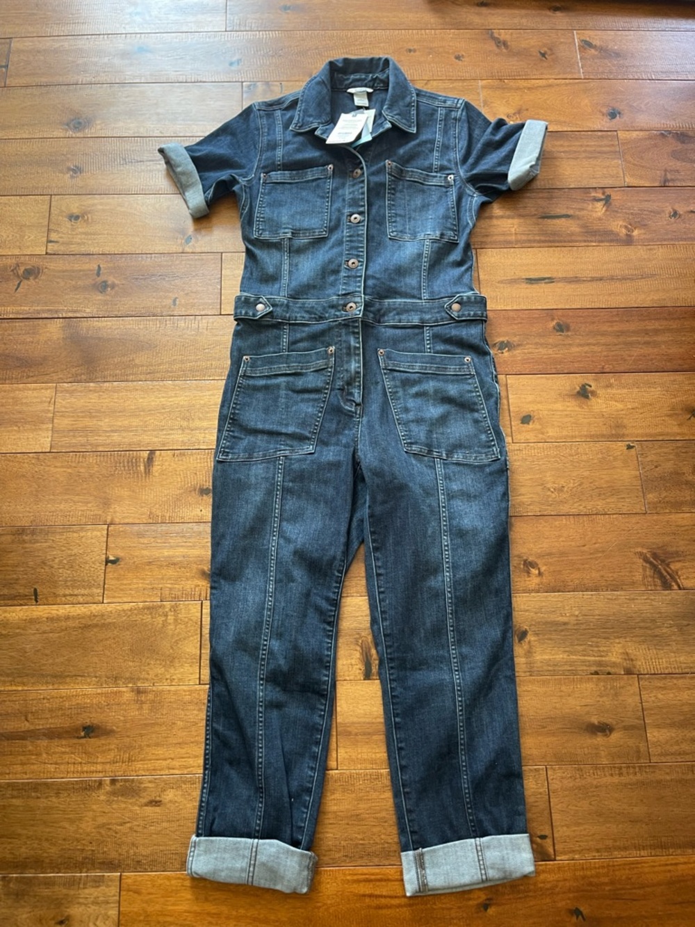Duluth Trading Double Flex Denim COOLMAX Coverall Women 6 Short Stretch Workwear - Picture 5 of 16